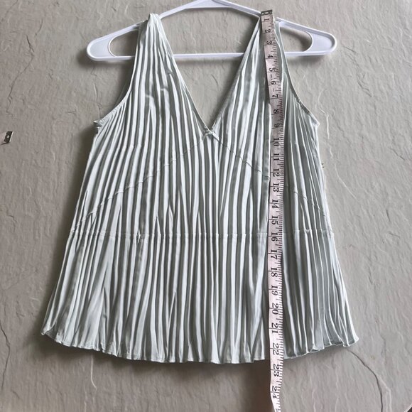 Vince Crushed Double V Neck Pleated Top in Blue Size XS - Picture 8 of 9